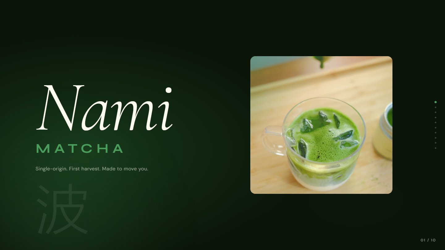 Nami Matcha deck — title slide